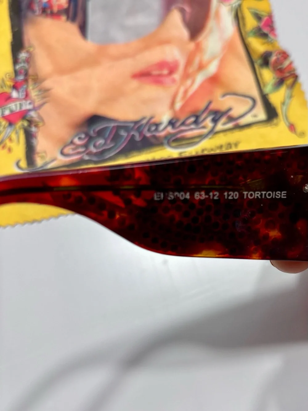 Vintage y2k Ed Hardy EHS-004 Sunglasses with Black Floral Embroidered Case
